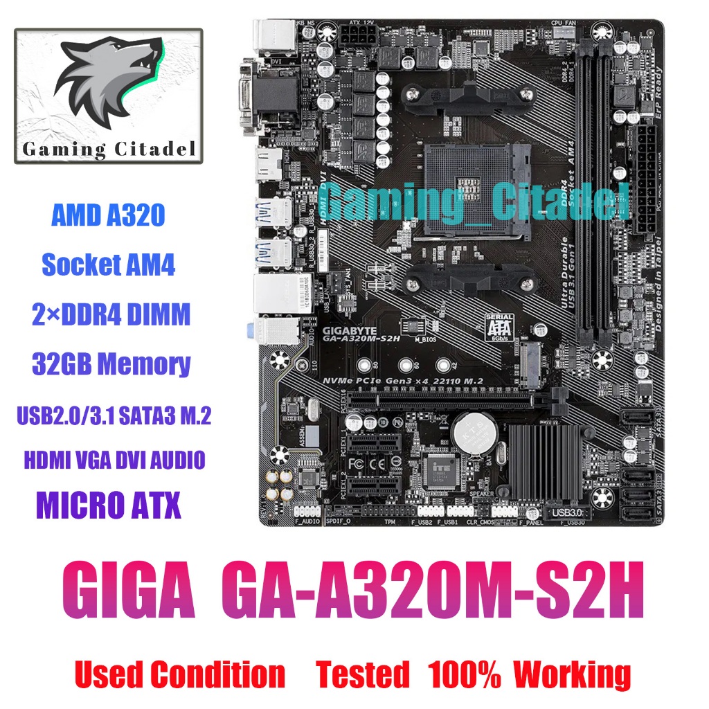 Gigabyte GAA320MS2H Motherboard AM4 VGA+DVI+HDMI DDR4 32G MATX