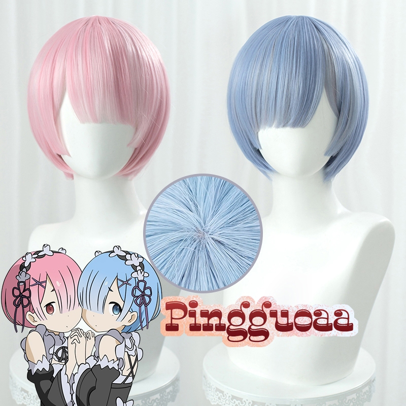 Anime Life in a Different World from Zero Re Rem Ram Emilia Cosplay Wig