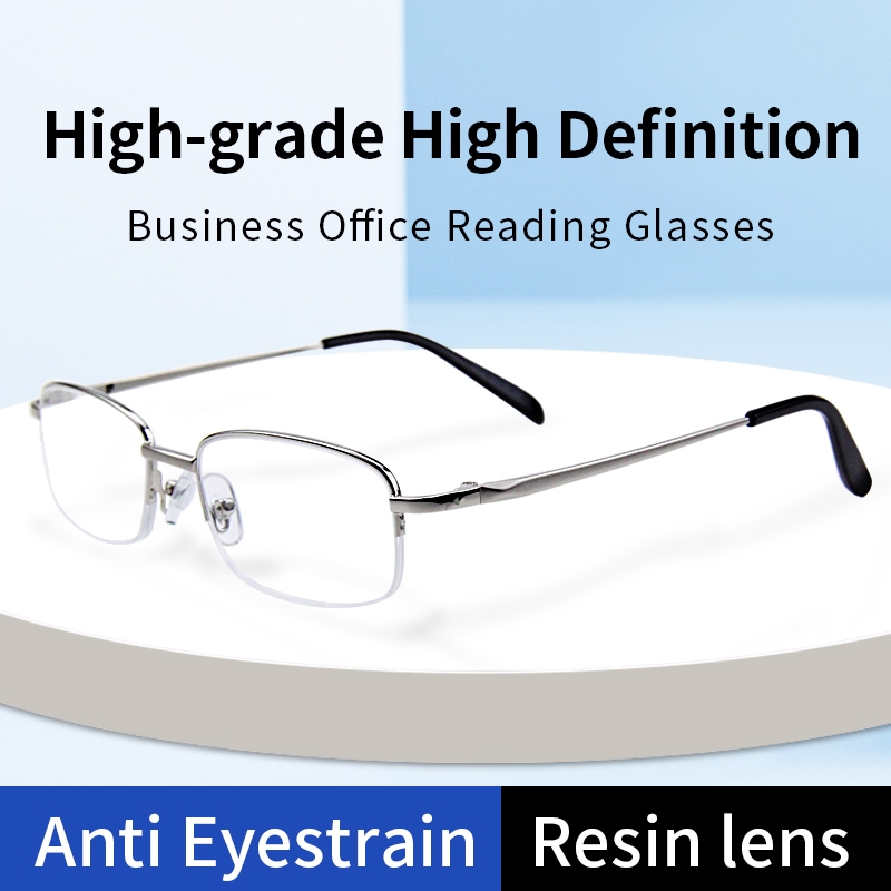 Reading Glasses for Men Blue Light Blocking Metal Half Frame Computer  Readers Anti UV/Eyestrain/Glare Presbyopia Eyeglasses