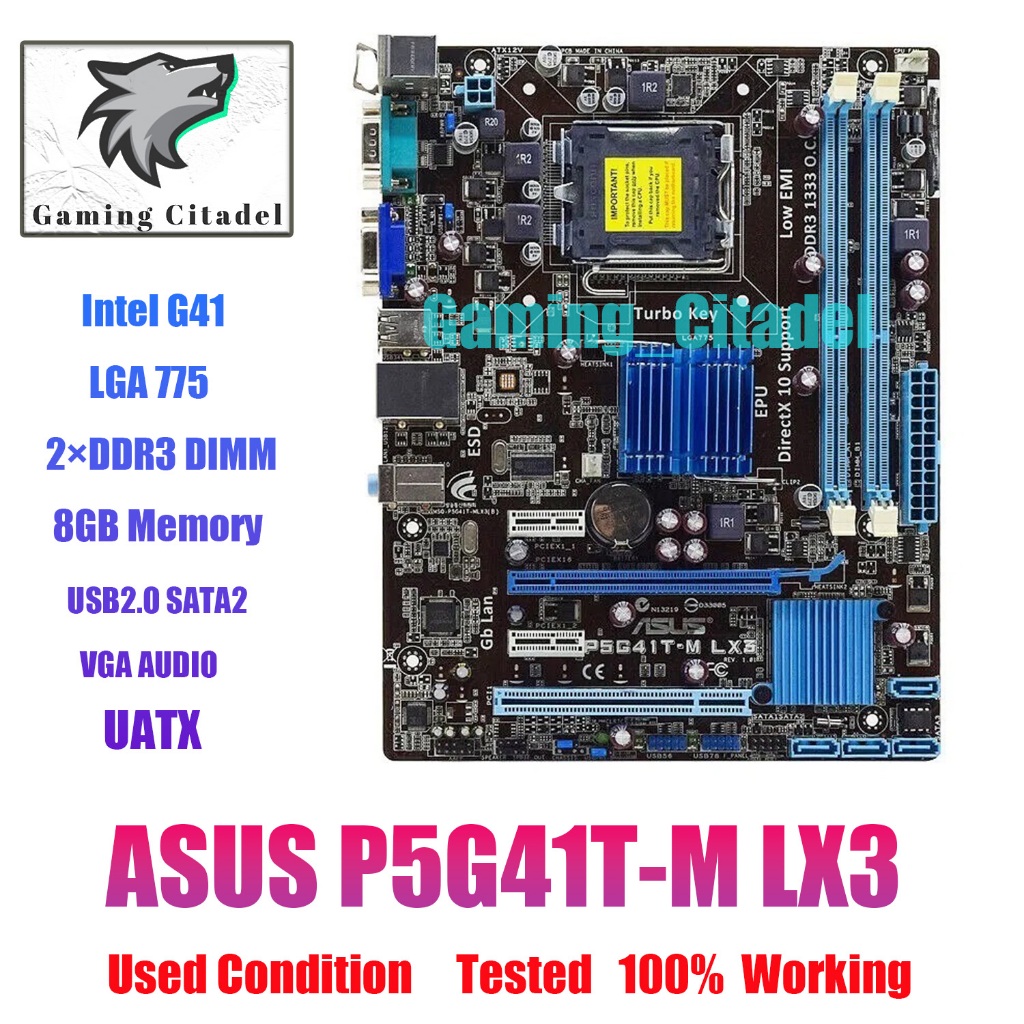 ASUS P5G41T-M LX3 Motherboard uATX Intel G41/ICH7 LGA775 DDR3 8GB SATA2 ...