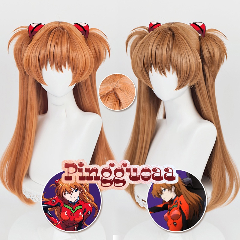 Anime EVA Asuka Langley Soryu Long Orange Heat Resistant Hair - Foto 4