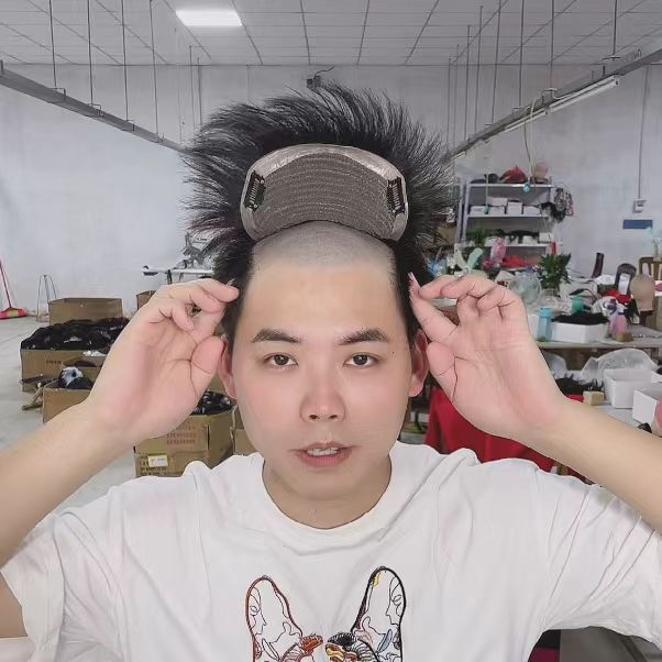 Men's wig thin true hair bald patch bald Mediterranean bald hair set