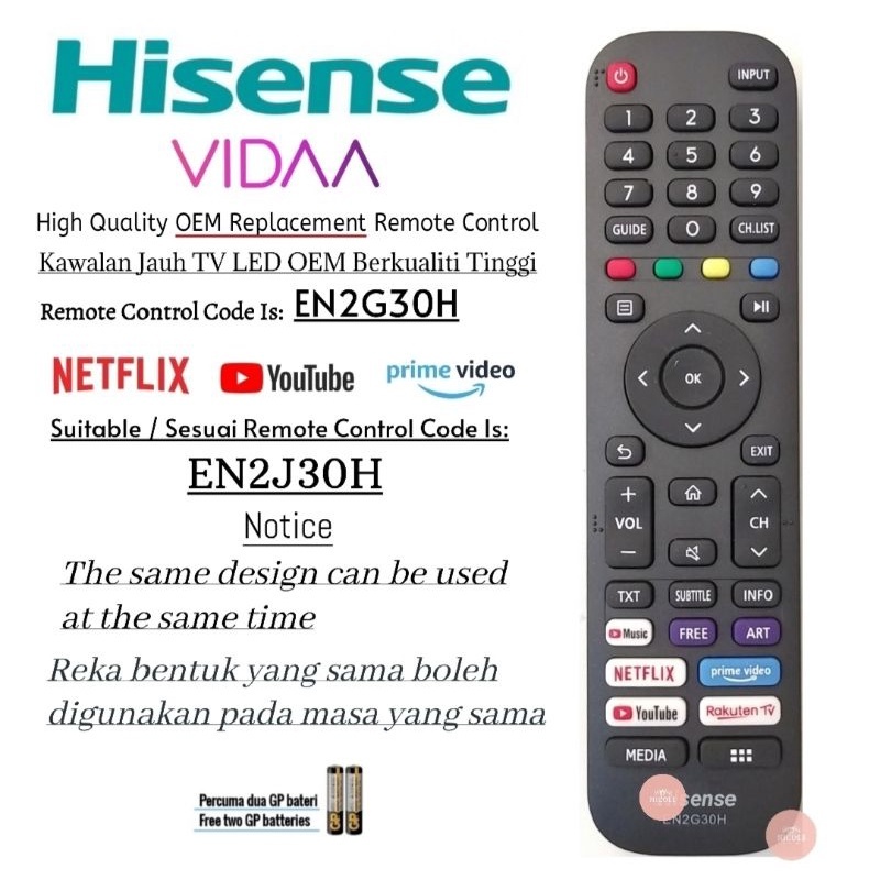 Hisense Android TV Remote Control EN2G30H EN2J30H | Shopee Philippines