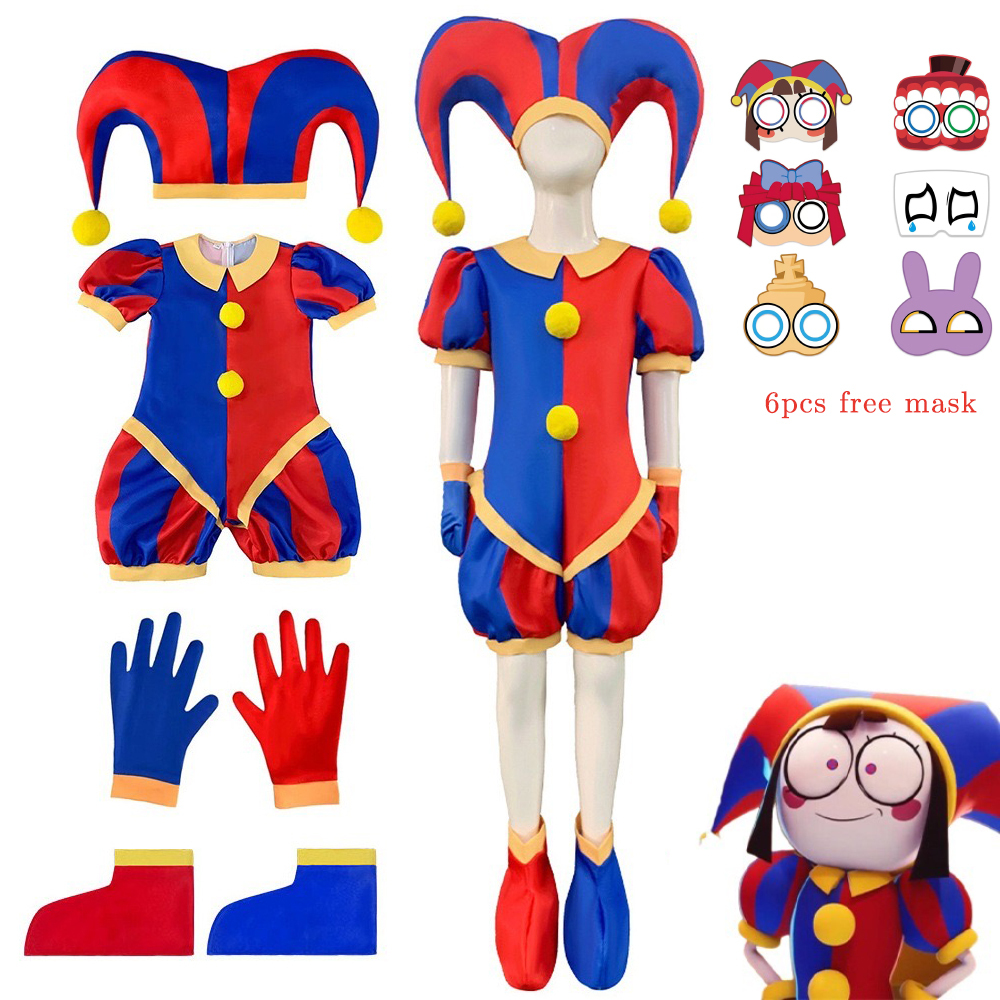 Girls Pamni Circus Suit The Amazing Digital Joker Pomni Cosplay Costume ...