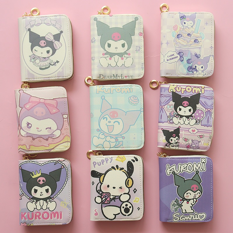 Sanrio Anime kuromi Cinnamoroll Pom Pom Purin Wallet Multi-Card Slot ...