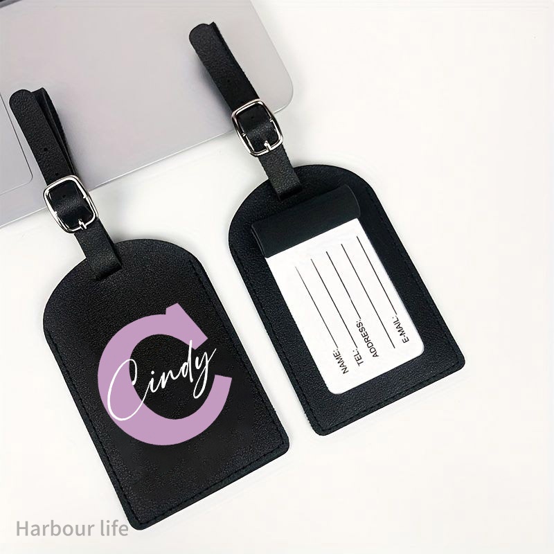 Personalised Initial with Name Colorful Monogram Luggage Tag PU Leather ...