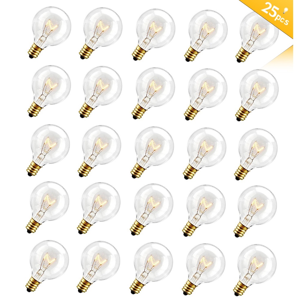 G40 Incandescent Globe Light Bulb With E12 Candelabra Screw Base, Clear Glass Light Replacement