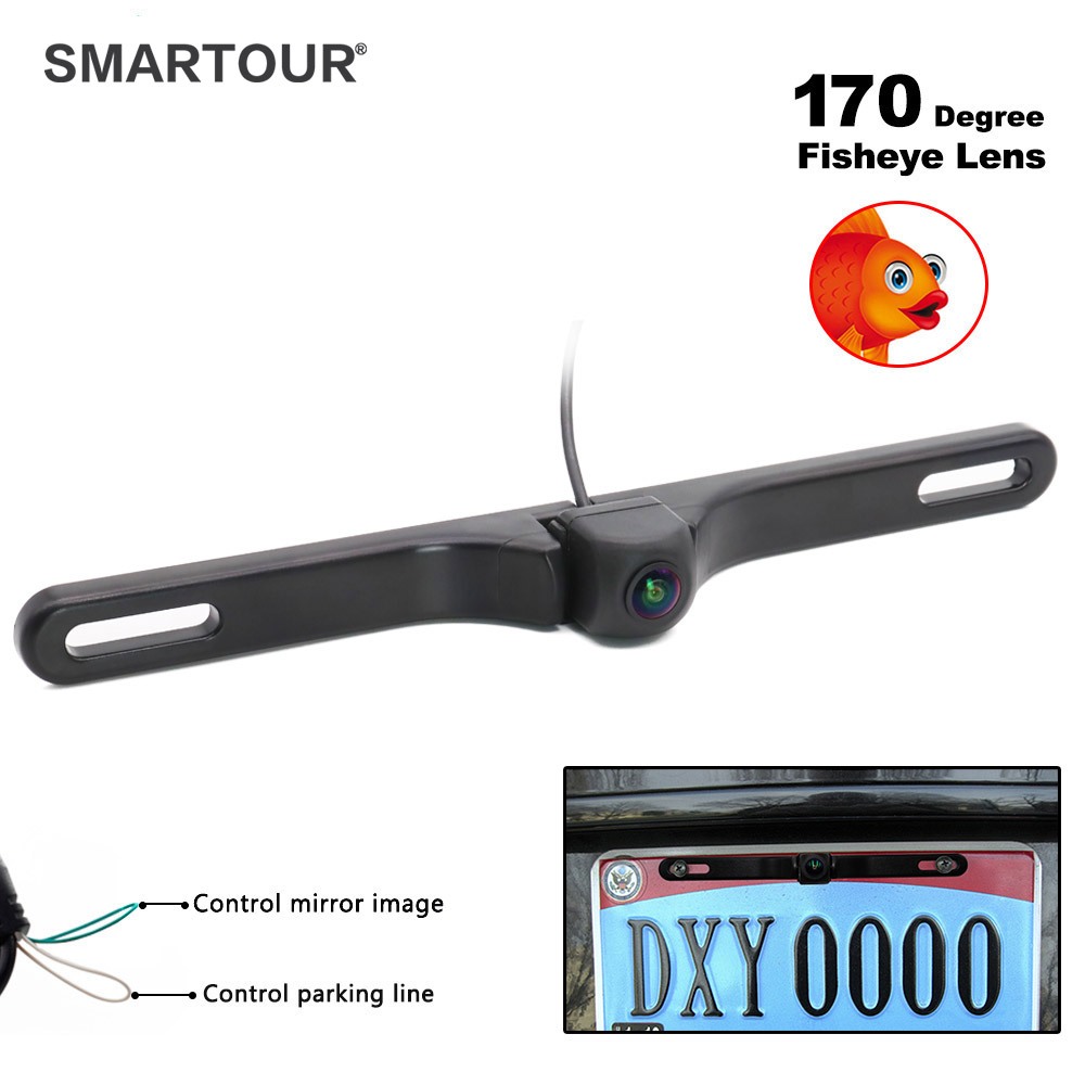 SMARTOUR Car Rear View Camera License Plate Mount Black Reverse Backup