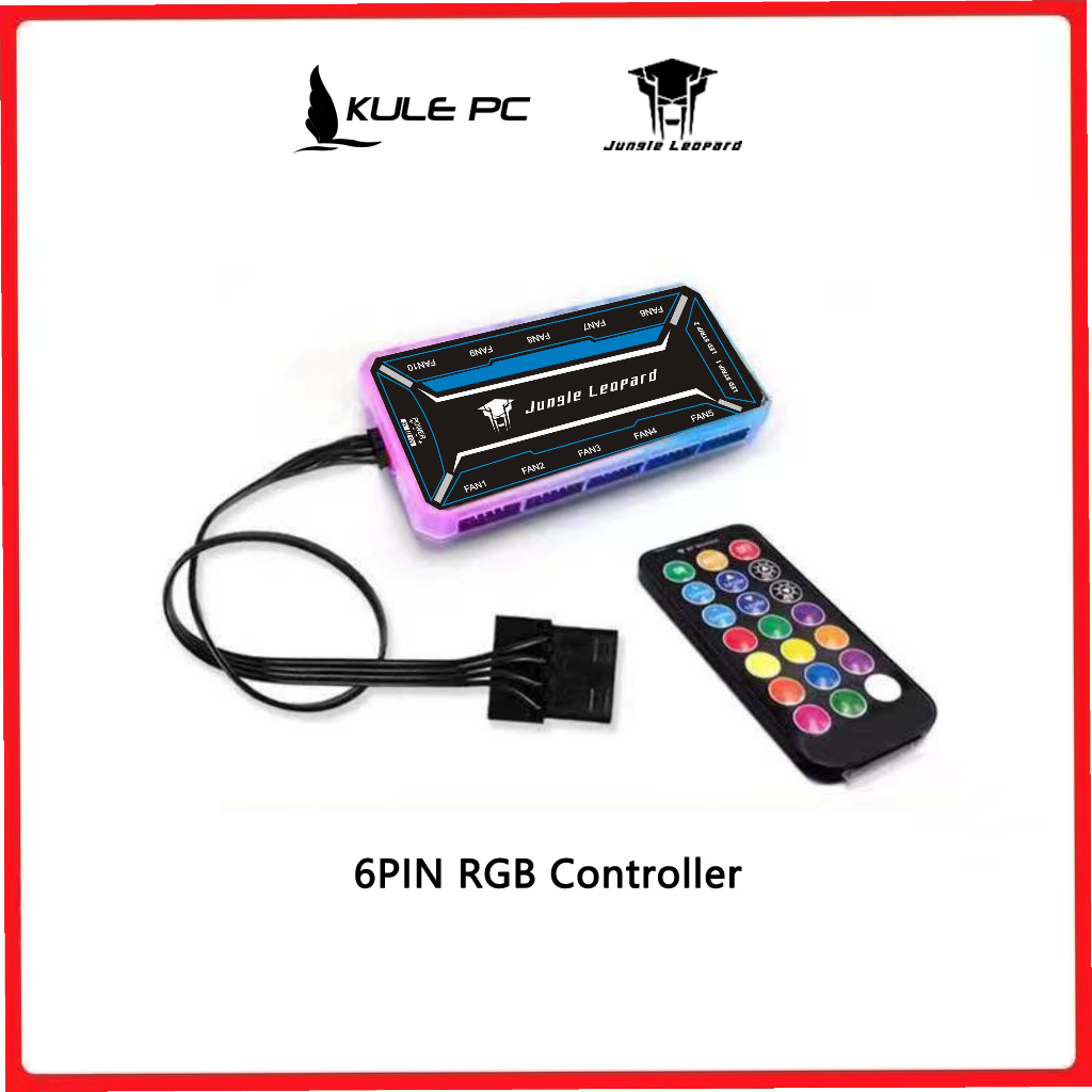 Jungle Leopard 6PIN CPU Fan RGB Controller Remote Control 10 Fan Ports