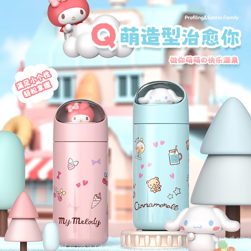 350ml Sanrioed Anime Kuromi Cinnamoroll Thermos Mug Kawaii Sports Water ...