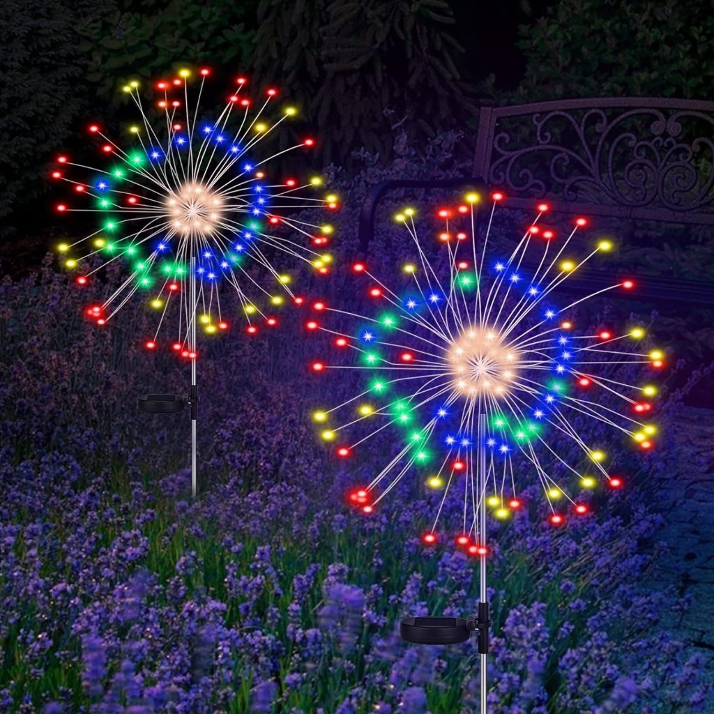 Solar Garden Lights Christmas Firework Lights 90 LED Outdoor Waterproof ...