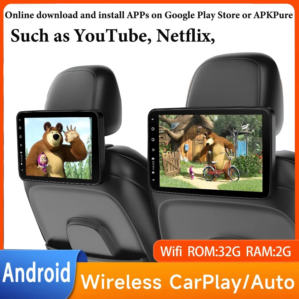[2G+32G]Car Headrest Monitor Android New Upgrade Tablet Touch Screen ...