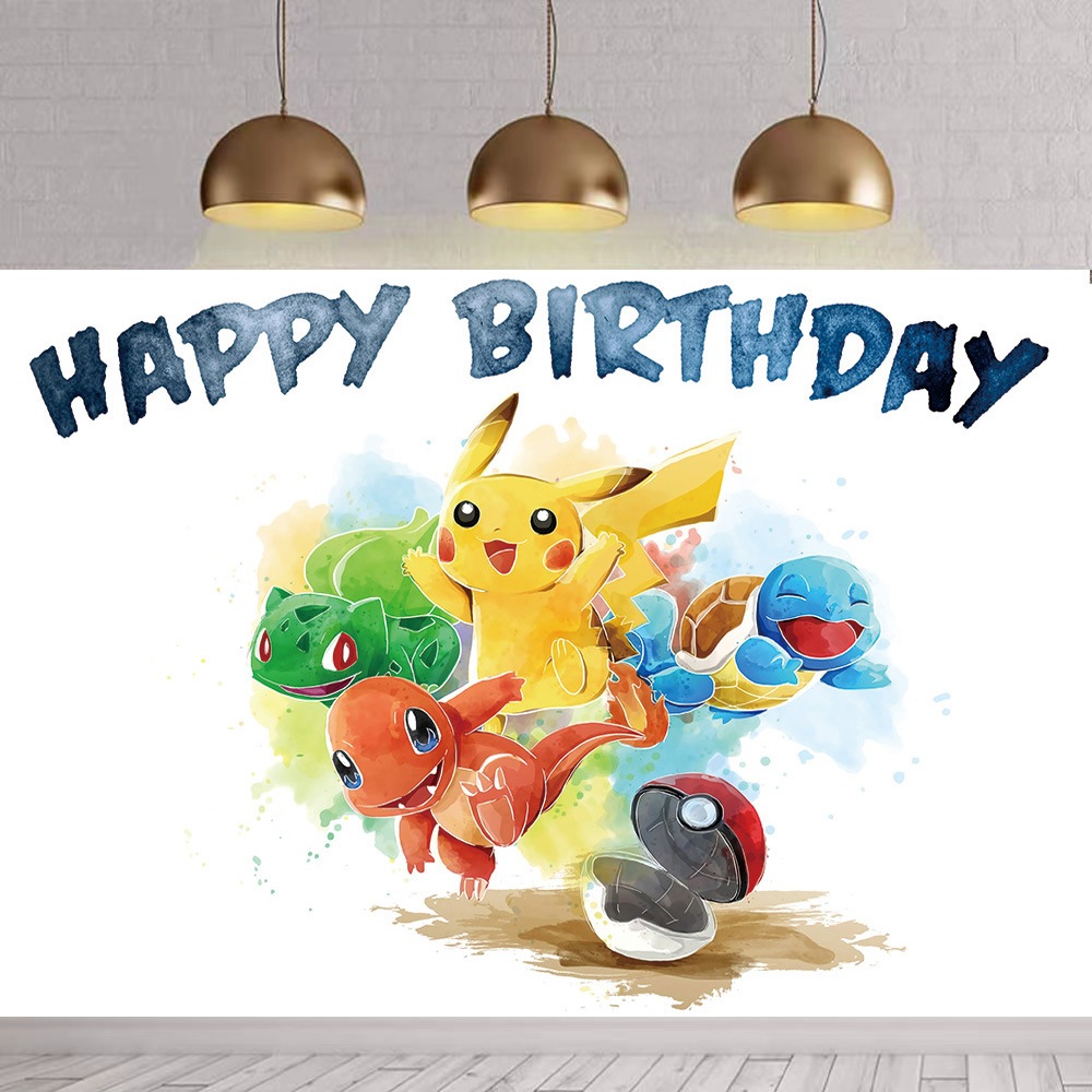 5x3ft Pokemon Photography Background Pikachu Theme Children's Birthday ...