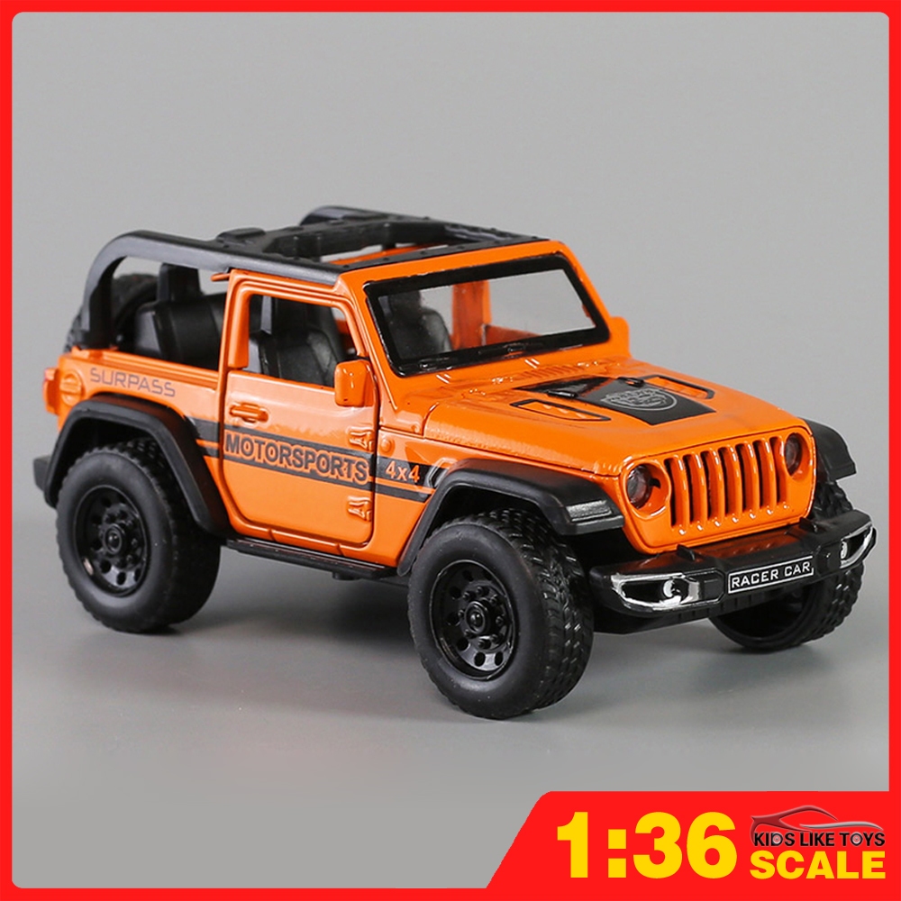 KLT 1:36 Jeep Wrangler Rubicon Metal Alloy Toys Car Model Diecast Vehicle  For Boys Kids Simulation Sound Light Effect Gift Hobbies Collection