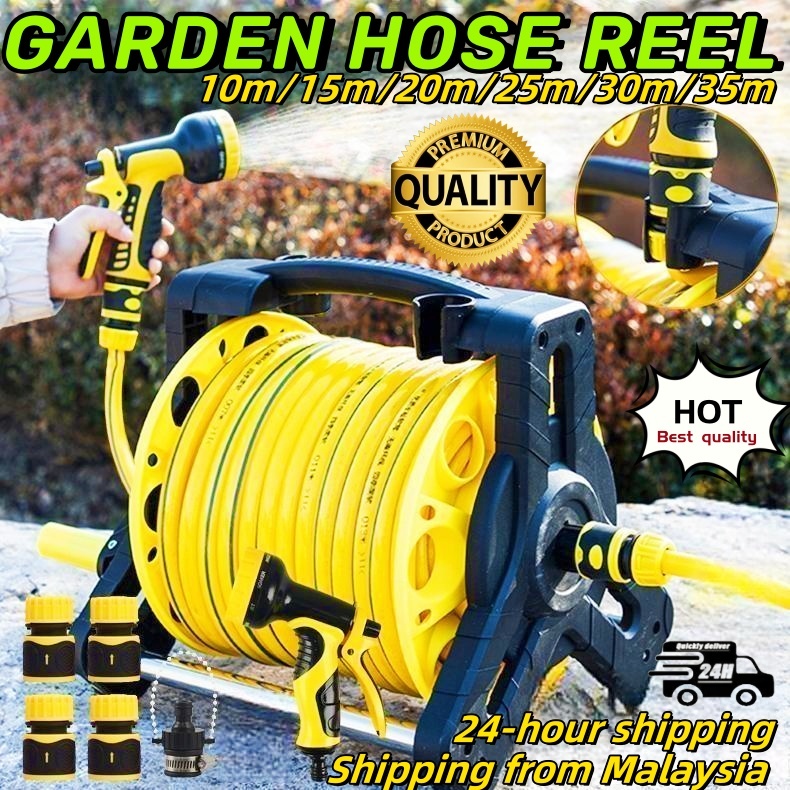 10M 15M 20M 25M 30M 35M Hose Reel set Water Pipe Roll Storage Rack ...