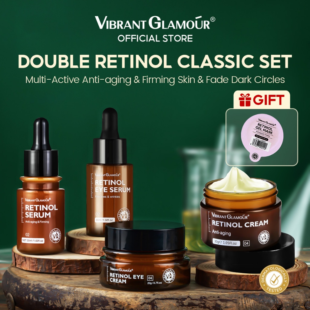 Vibrant Glamour Double Retinol Set 4pcs Va Anti Aging Whitening Renewing Skin Fade Melasma Skin 0968