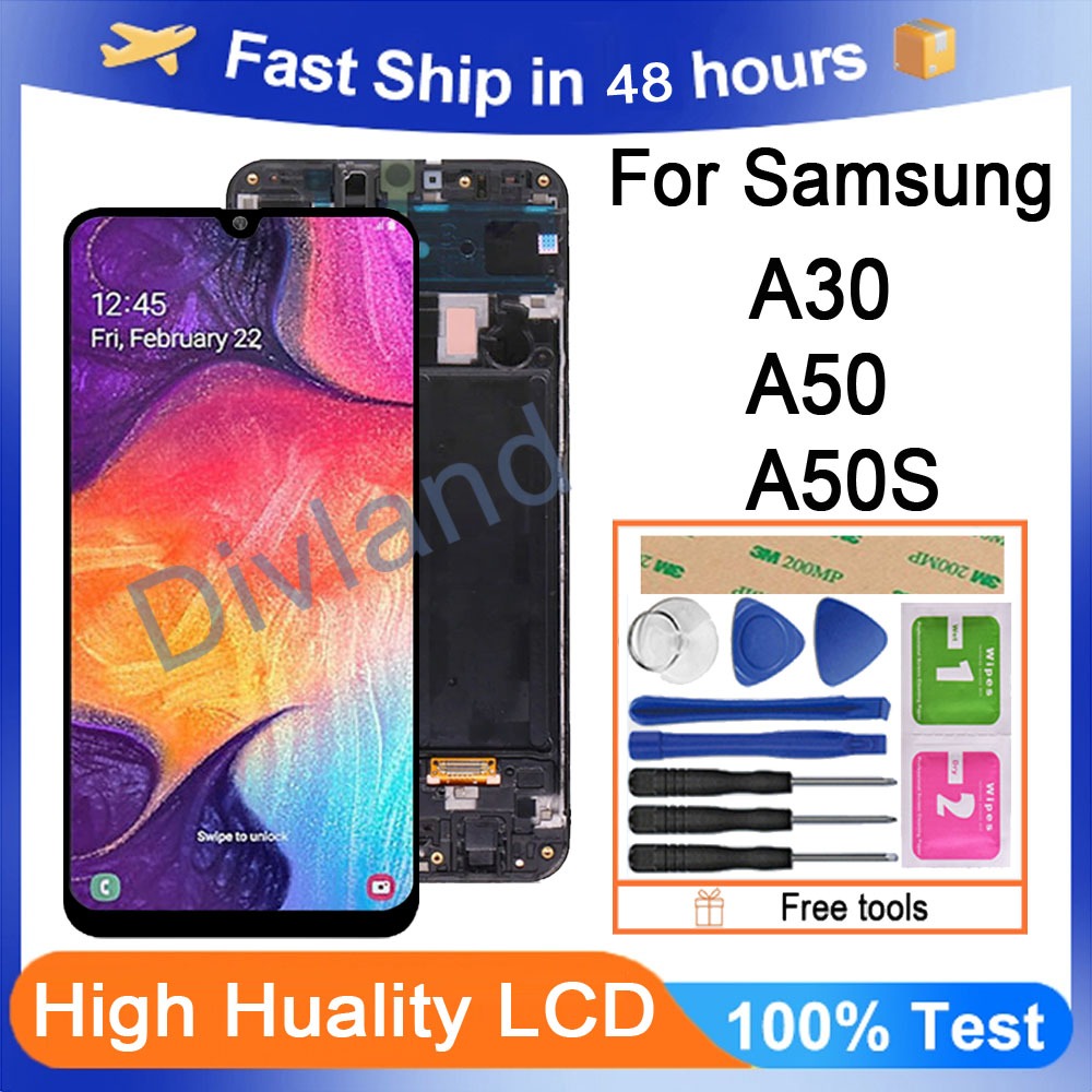 Original Amoled Samsung Galaxy A30 A50 A50s Lcd Display Touch Screen Digitizer With Frame