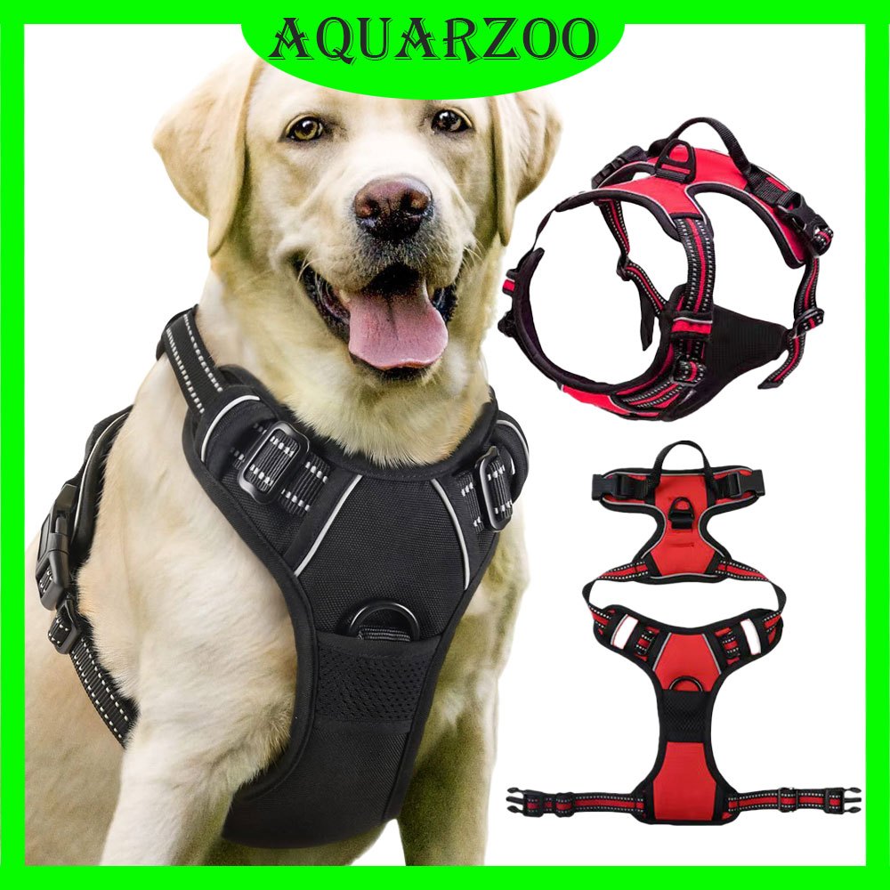 AQUARZOO Dog Harness for Small Medium Large Sized Dogs No Pull Military Tactical Service Vest with Reflective Strips and Control Handle Adjustable and Comfortable Pet Harness Shopee Philippines