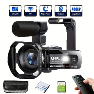 8K camera full HD, supports WiFi digital camera, 1500mAh battery, 32G ...