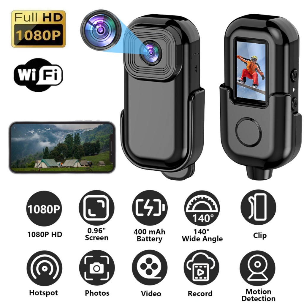 Wifi Small Digtal Body Camera +Screen &clip1080P Sport Mini Dash Camera ...