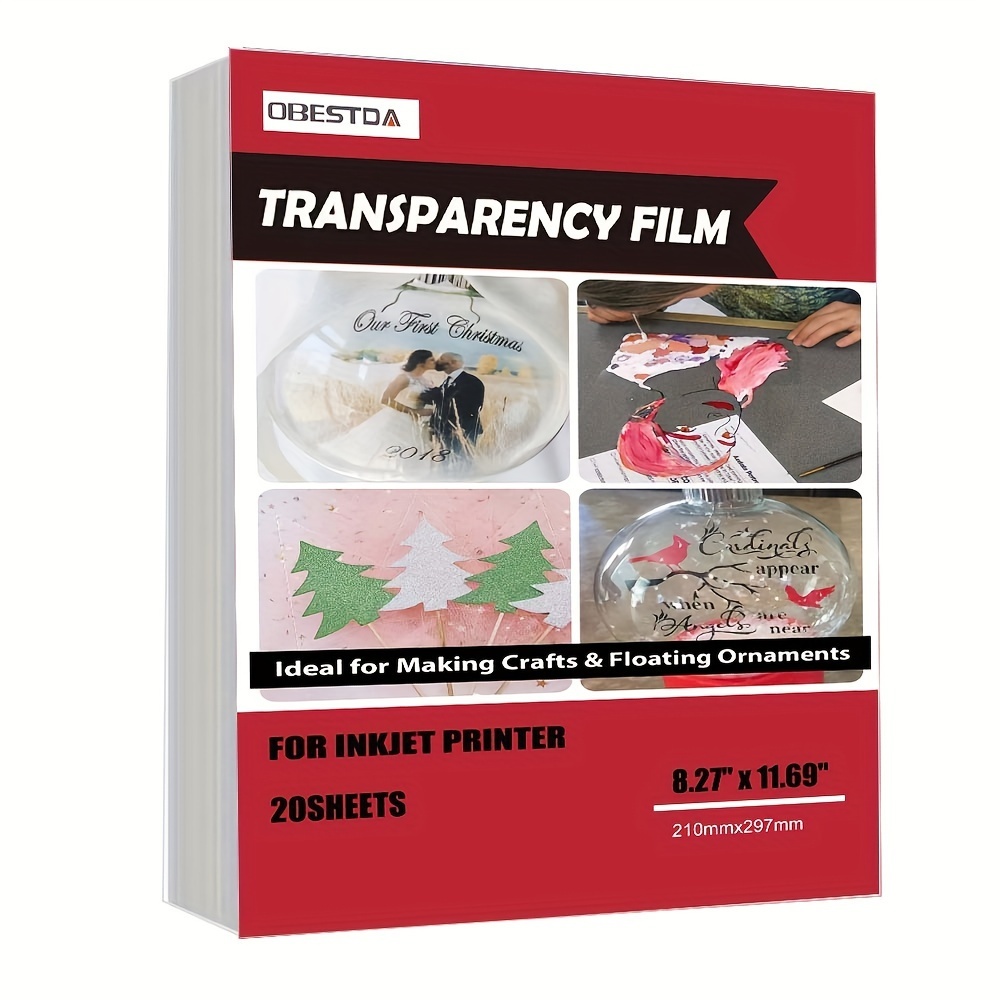 Inkjet Transparency Film 20 Sheets 4.5mil 100% Clear Transparency Paper ...