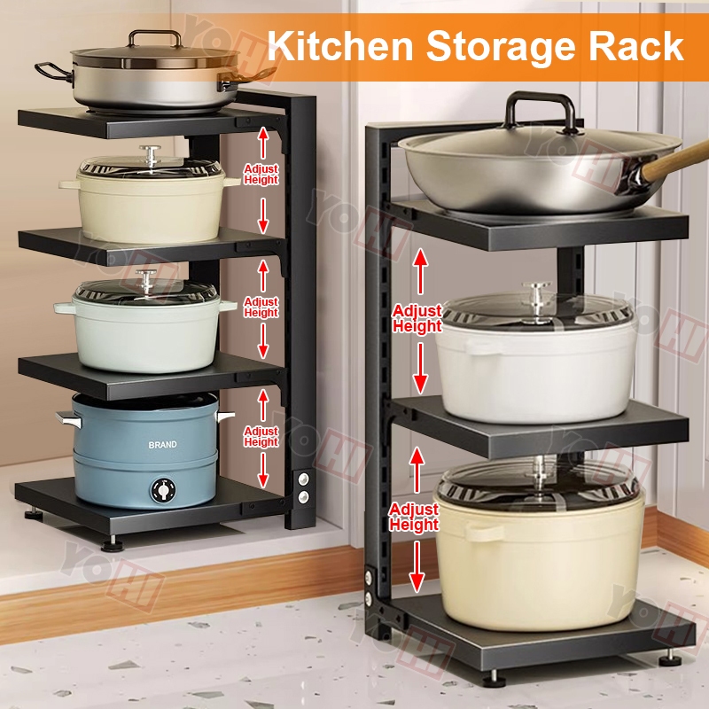 Multipurpose 2-4 Tier Kitchen Pan Organizer Pot Rack Organizer ...