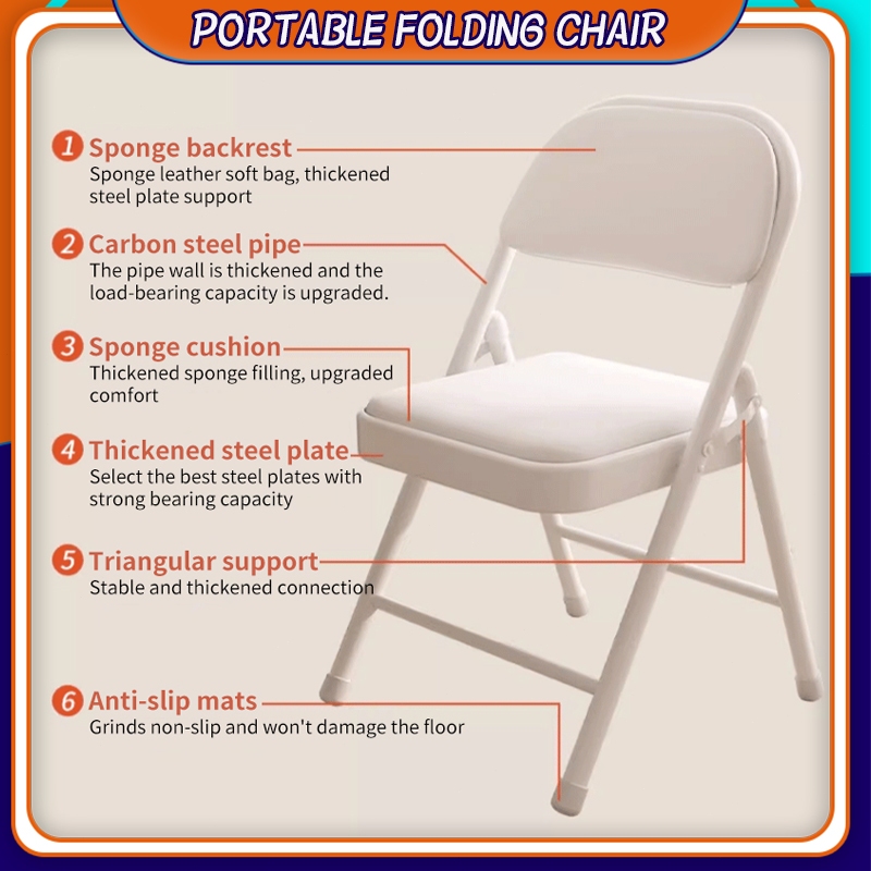 【Local Spot Goods】Portable leather Office Chair Folding Chair Meeting ...
