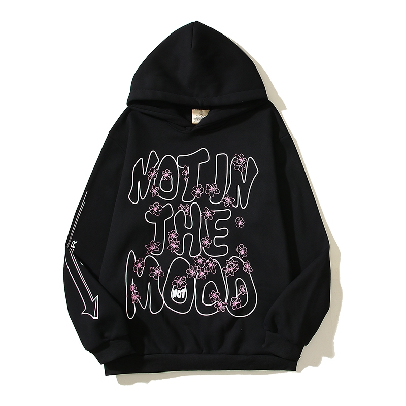 Graffiti Letters Printed Pullover Hoodie Men Women Fleece Material High Street Men s Sweatshirts Black Shopee Philippines