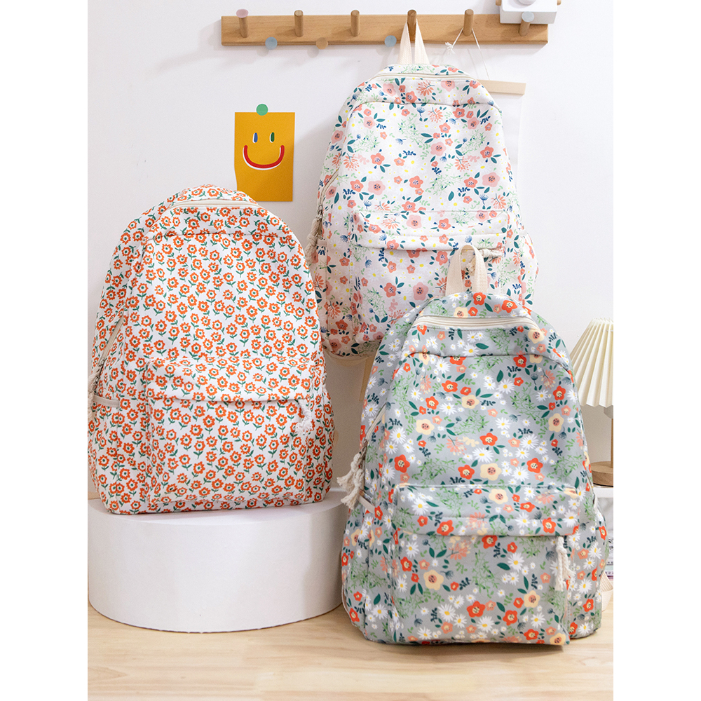Bmomo Korean Simple Style Floral Pattern Backpack For Student Fashion ...