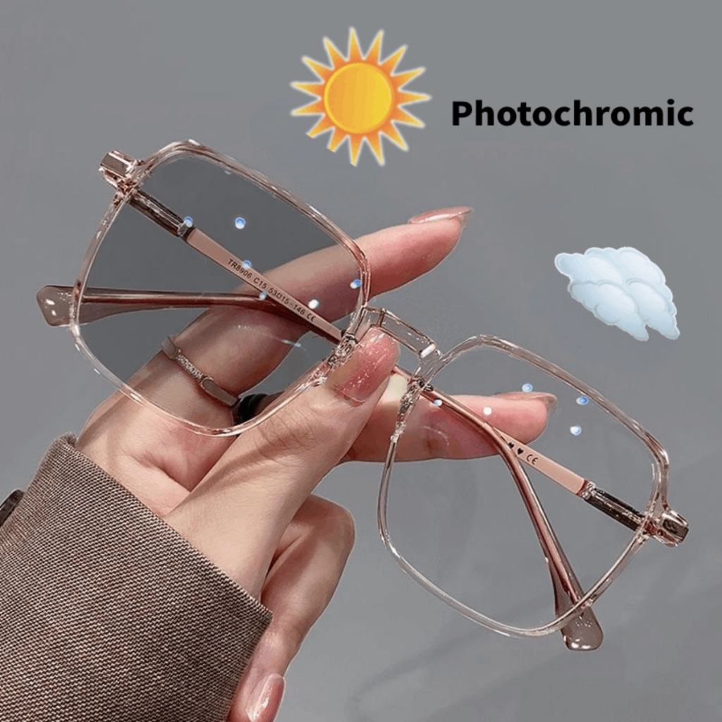 Photochromic Anti Radiation Eyeglass Square Frame Shades for Woman men ...