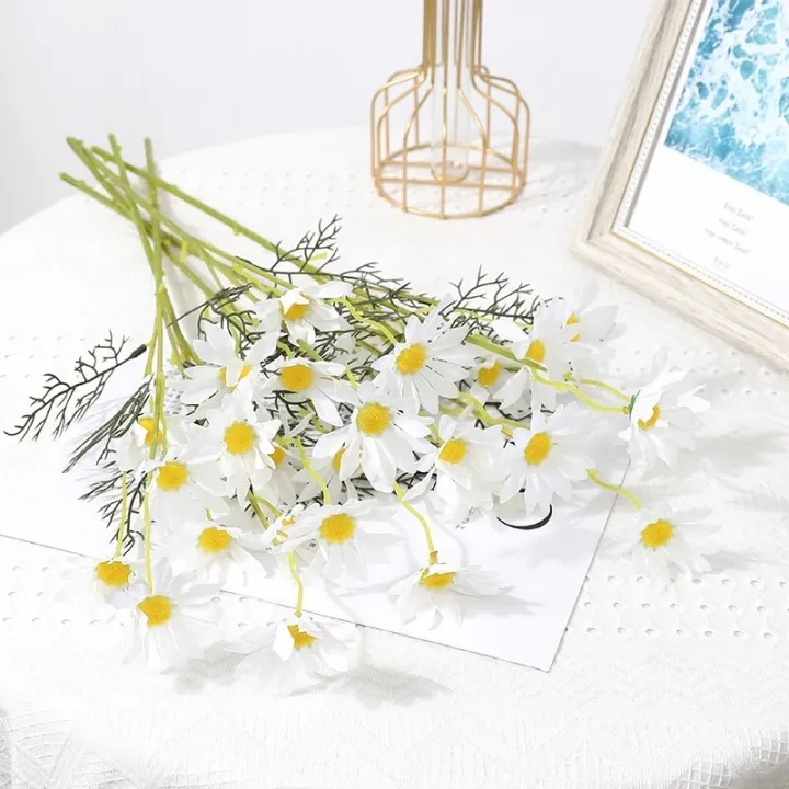 5 Heads Artificial Flowers Daisy Flower Simulation Silk Small Wild ...