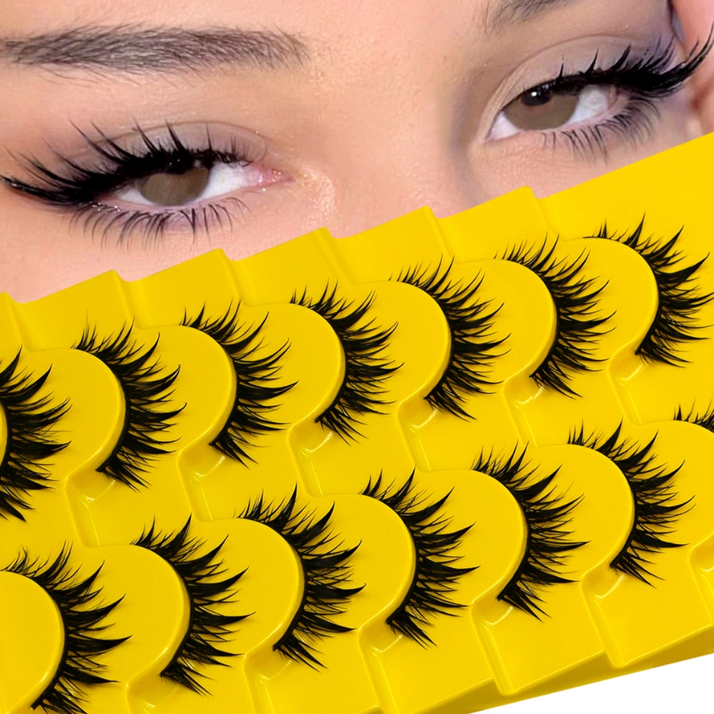 Groinneya Manga Lashes 57 Pairs Fluffy Cat Eye Lashes 3d Faux Mink Lashes Soft Cross Wispy 1690