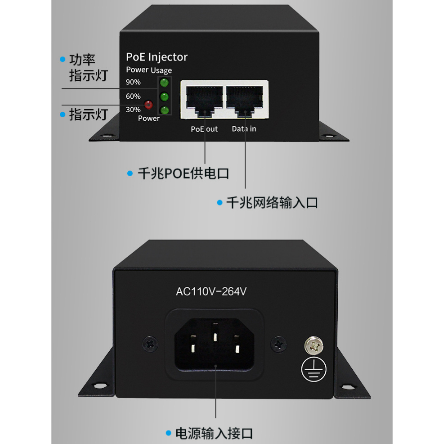 30W/60W/90W Gigabit POE Injector POE++ IEEE802.3BT POE Power supply for ...