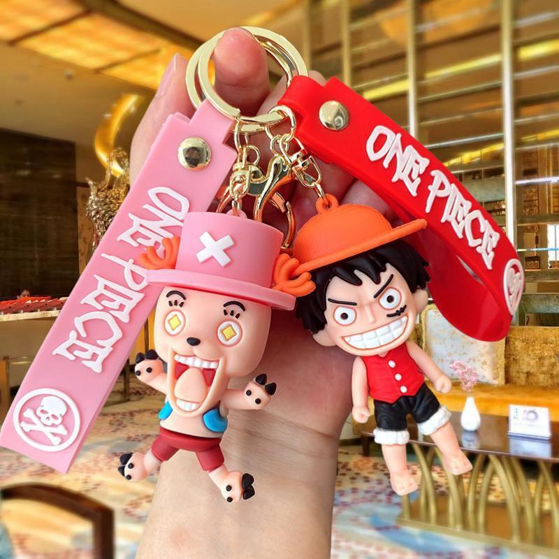 One Piece keychain with exaggerated expressions featuring Luffy, Franky ...