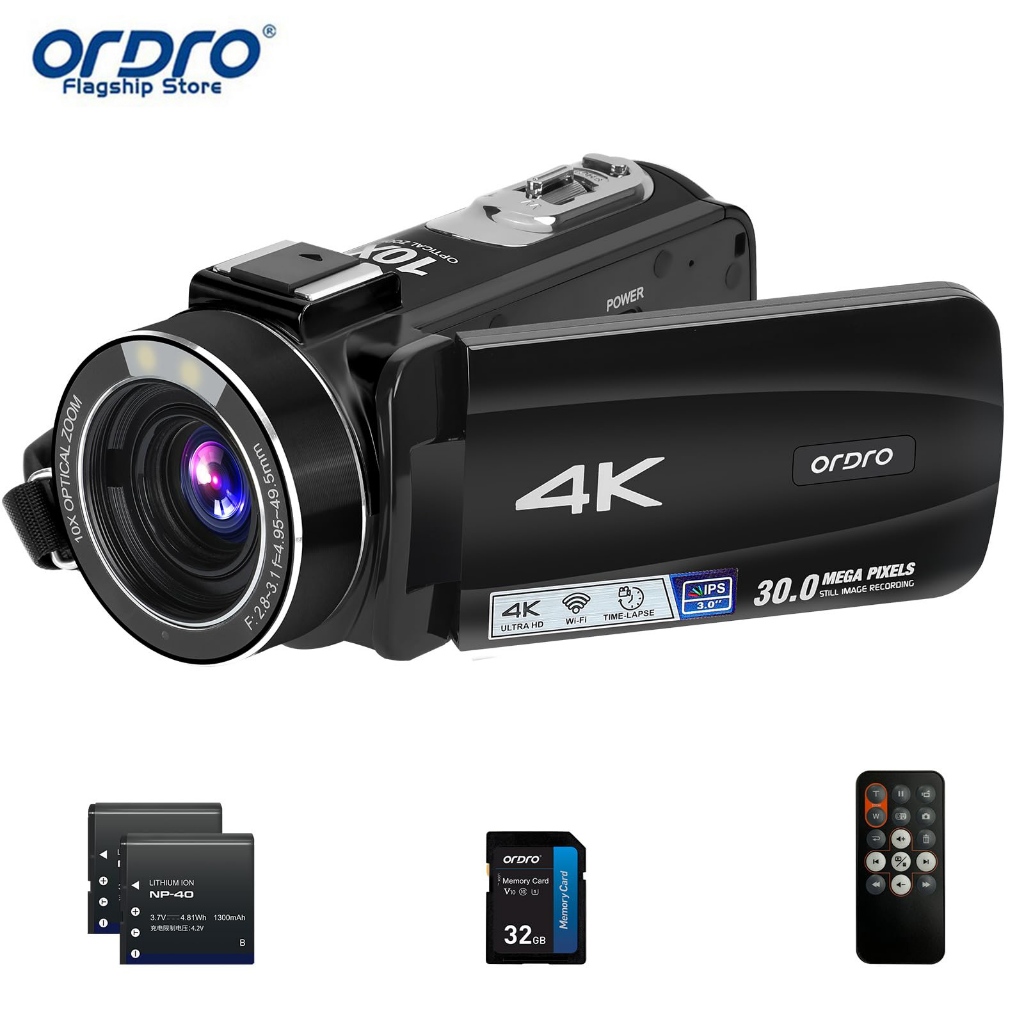 ORDRO Z88 4k Camcorder With 10x Optical Zoom Ultra HD Digital Video