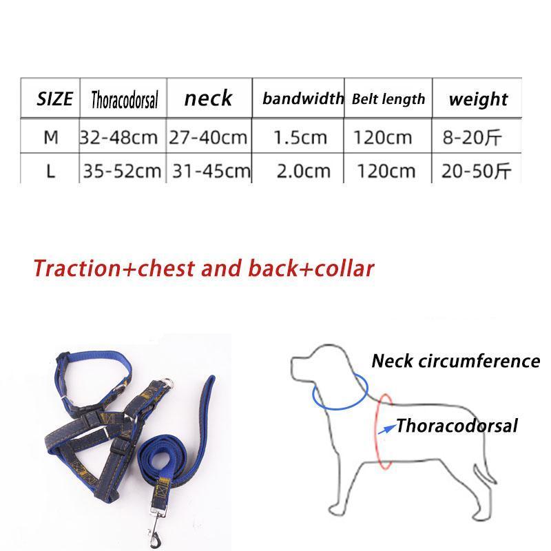 Pet Walking Dog Rope Chain Chest Back Denim Shoulder Strap Pet Dog ...