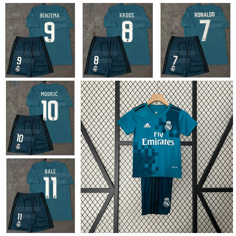 2017-18 Season Real Madrid Retro Away Football Kids Jersey Kit Ramos ...