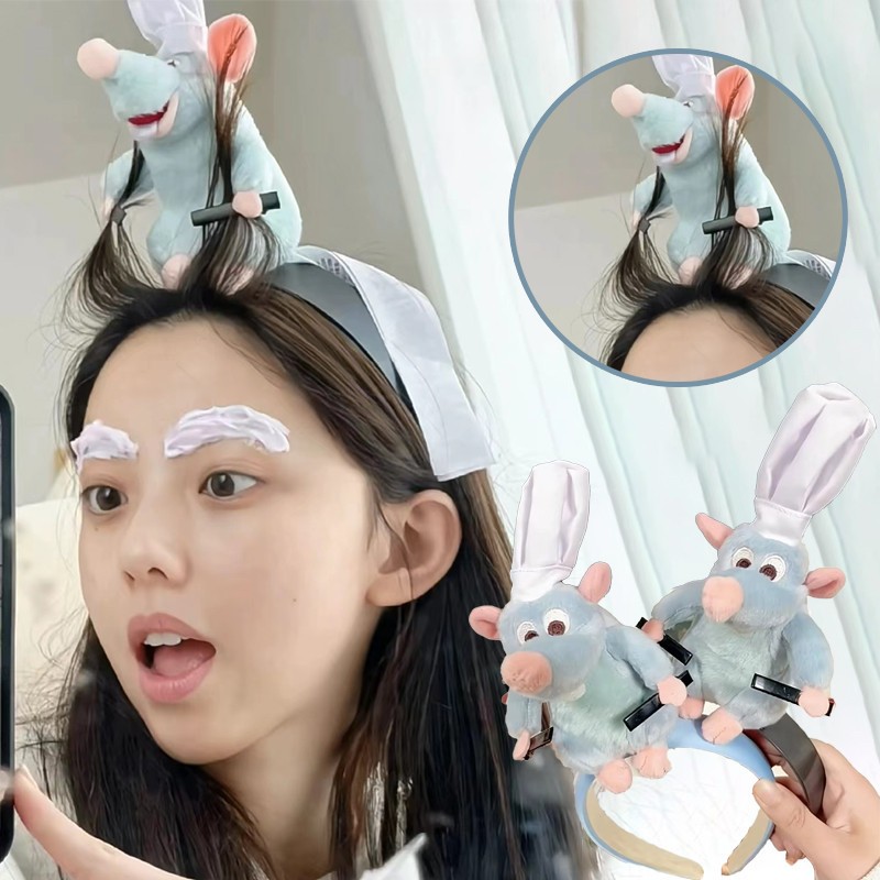 YB1. Ratatouille Remy hair band rat mouse plush toy hair hoop hair ...