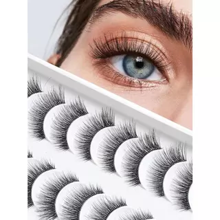 False Eyelashes In A Box of 10 Pairs, Eyelash Glue Naturally Thick, Crossed  Short and Medium-sized Hard Stem, Artificial Daily Model, Natural