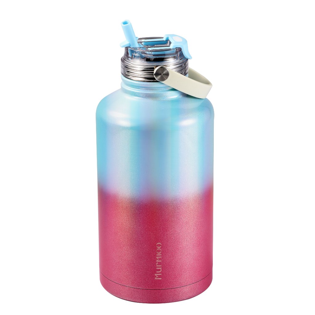 Murmioo Insulated Water Bottle - 32oz, 2 Lids (Straw & Sip), Keeps Drinks Hot/Cold 12 Hours, Leakproof & BPA-Free