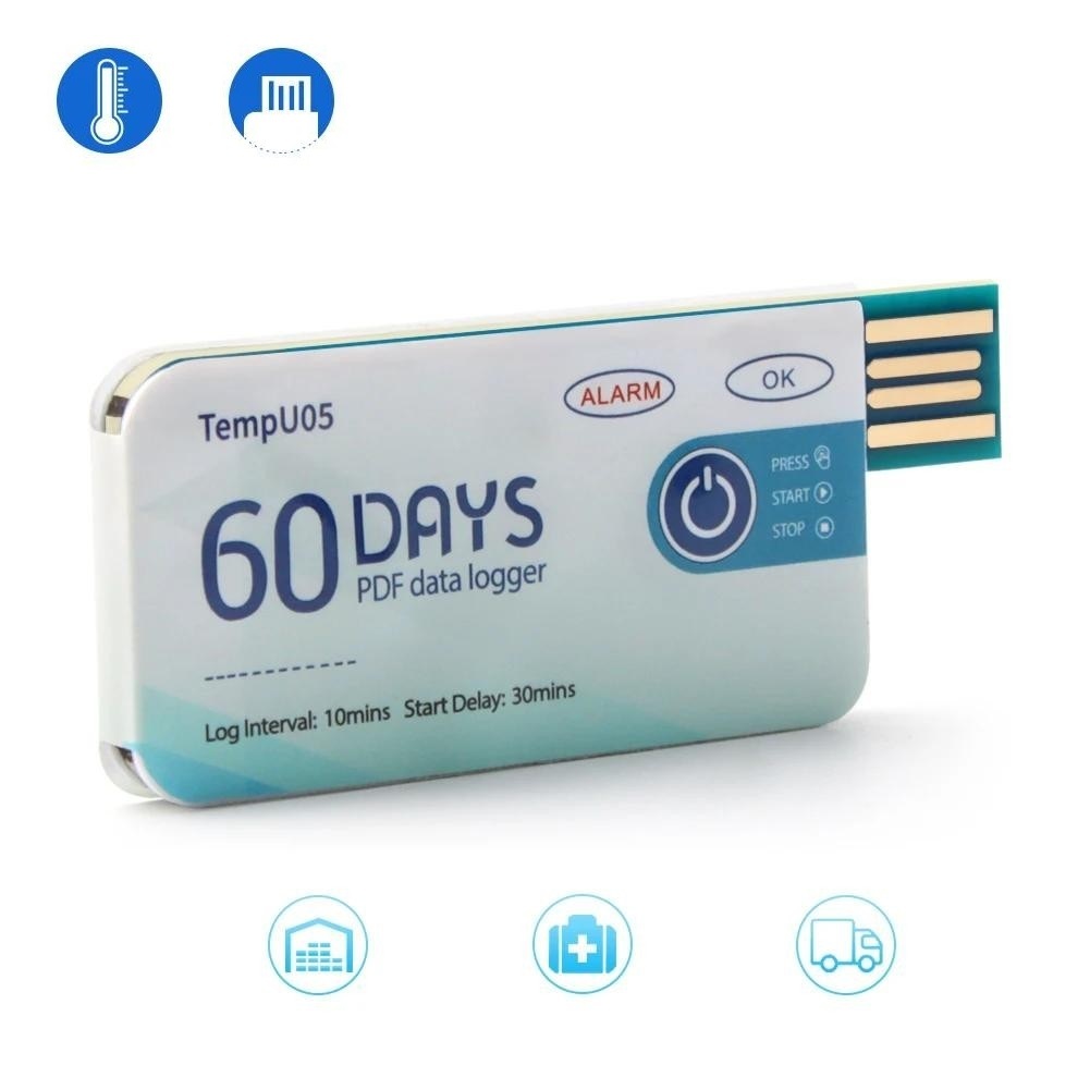 High Precision 60 Days USB Temperature Recorder Alarm Thermometer Data ...