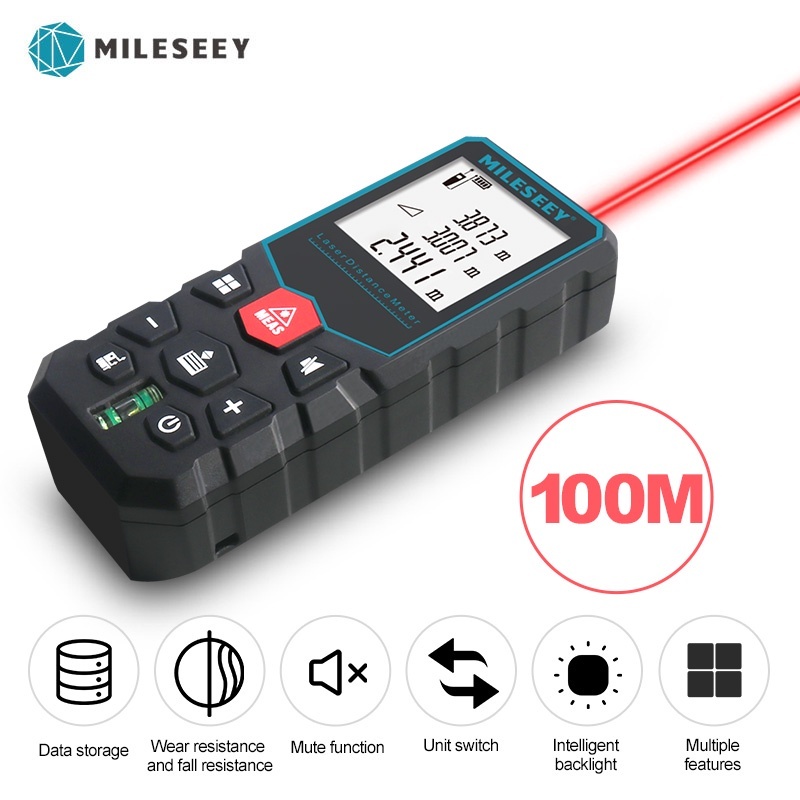 ★Mileseey★ Digital Laser Rangefinder 100M Laser Measurement LCD ...