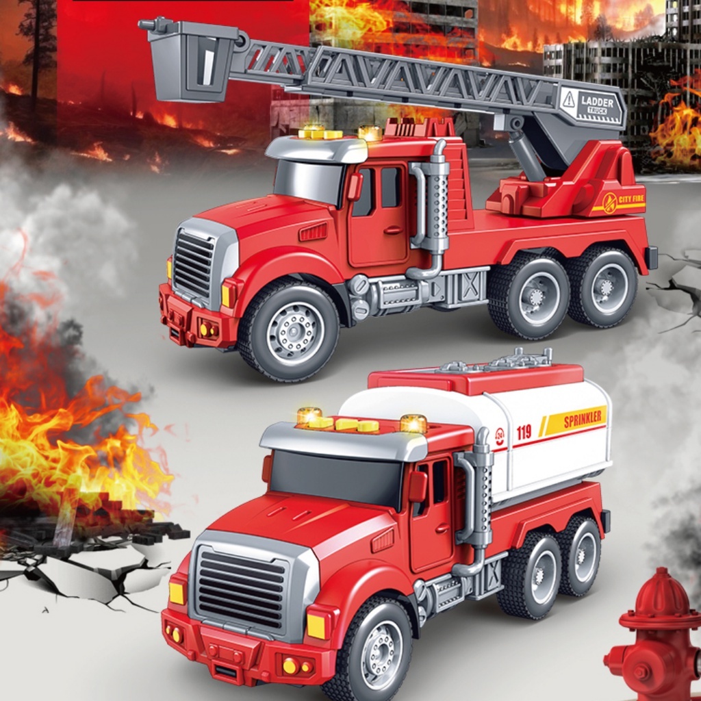 Toy Children Fire Truck Educational Early Education Story Sprinkler ...