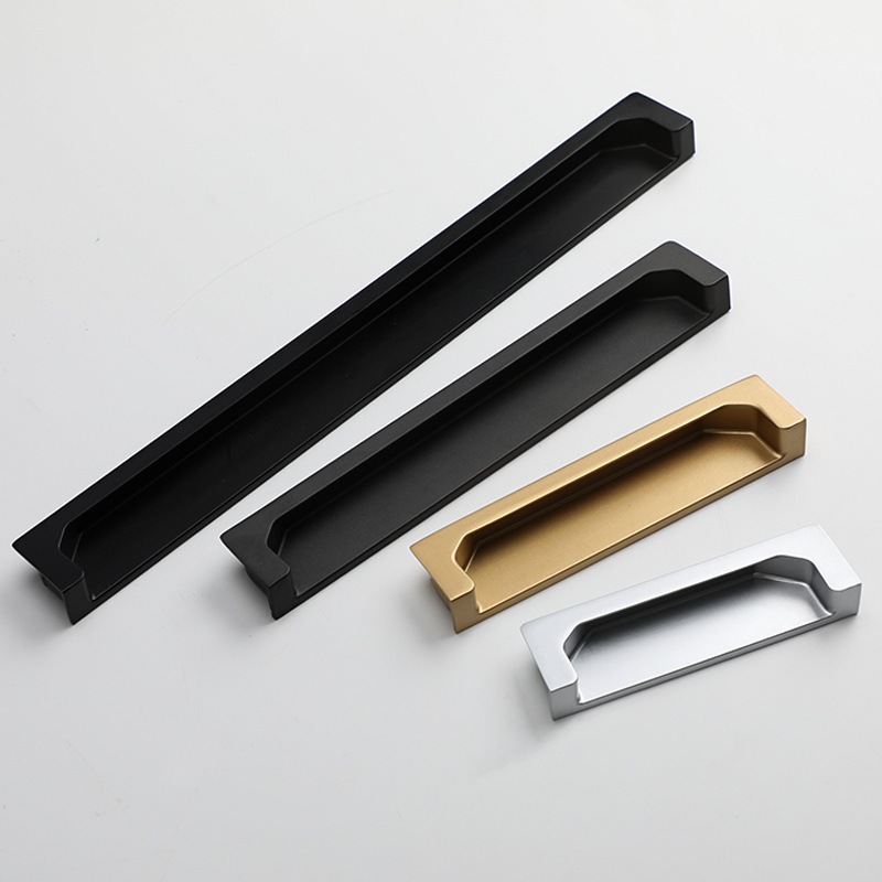 Black Embedded Concealed Handle Gold Silver Drawer Handle Embedded ...