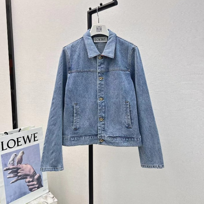 Loe/2024 Early Spring Latest Style Contrast Color logo Badge Denim