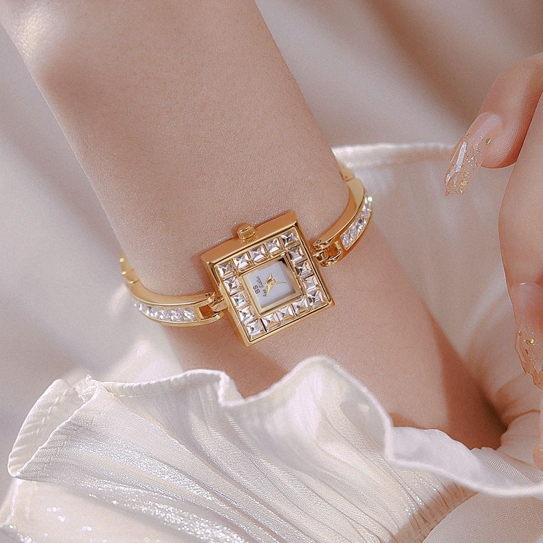 BS Light Luxury Popular Female Small Square Fritillaria Dial Watch ...