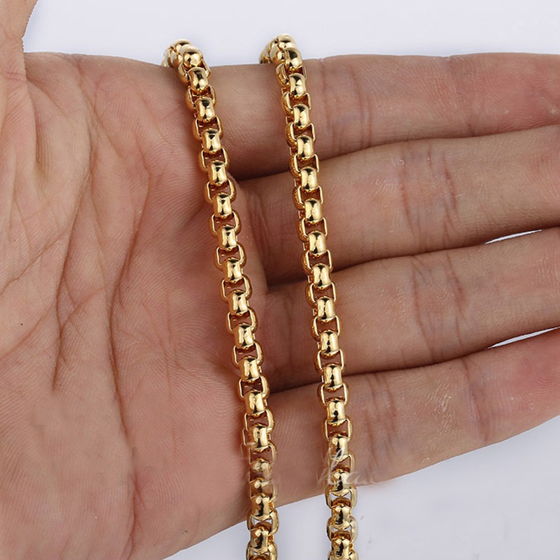 2/3/4/5/7mm Gold Color Unisex Rolo Box Chain Necklace 316L Stainless ...