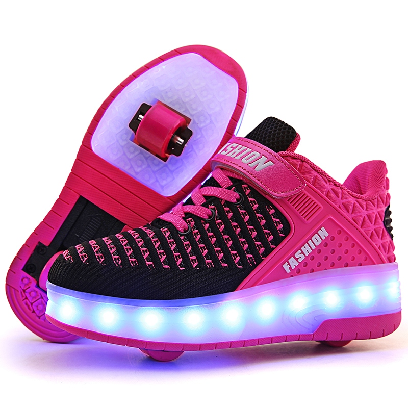 LED Heelys Light Sneakers with Double TWO Wheel Boy Girl Roller Skate Casual Shoes size 29 41 Shopee Philippines