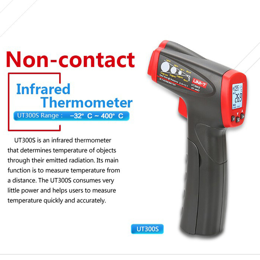 UNI-T Ut300A + Infrared Industrial Thermometer Temperature Measuring ...