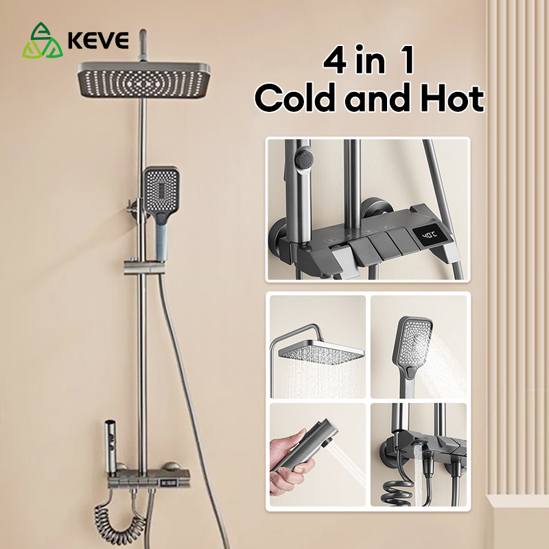 KEVE High Quality 4 in 1 Stainless Steel Hot and Cold Shower Set for